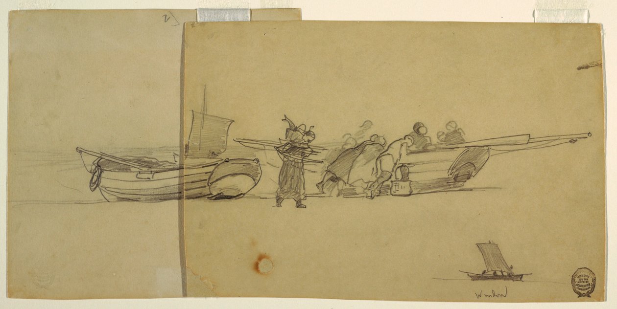 Rajz, Egy halászdory egy része, Anglia, 1881-82 alkotó: Winslow Homer