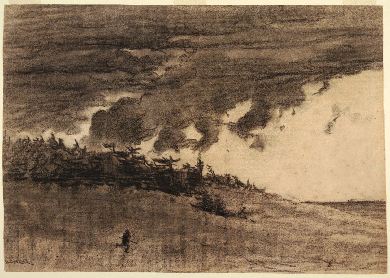 Rajz, Vihar közeledik (part felhős égbolton), valószínűleg 1884 alkotó: Winslow Homer