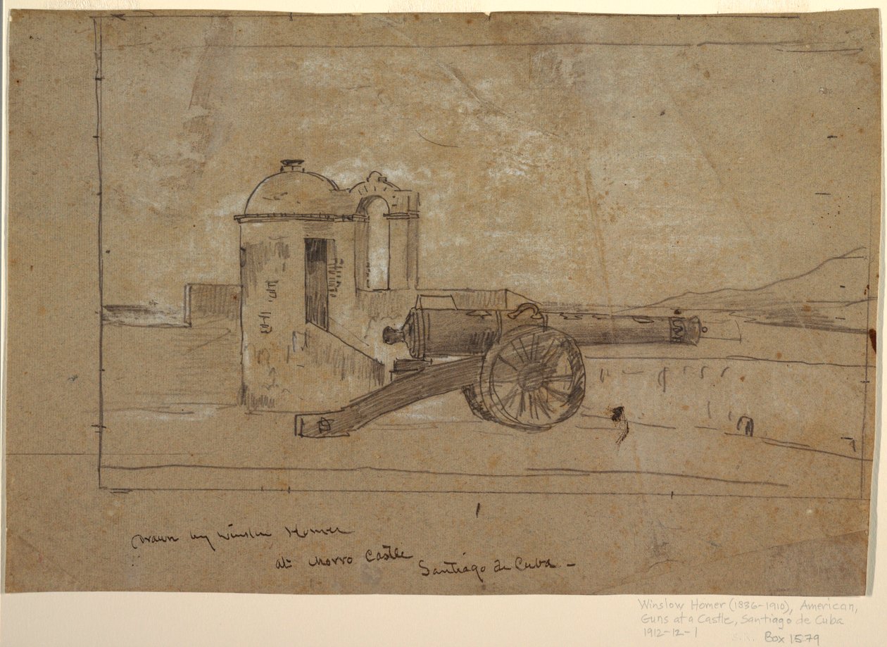 Rajz, tanulmány a "Keresőfény, kikötőbejárat, Santiago de Cuba" című rajzhoz, 1885 alkotó: Winslow Homer