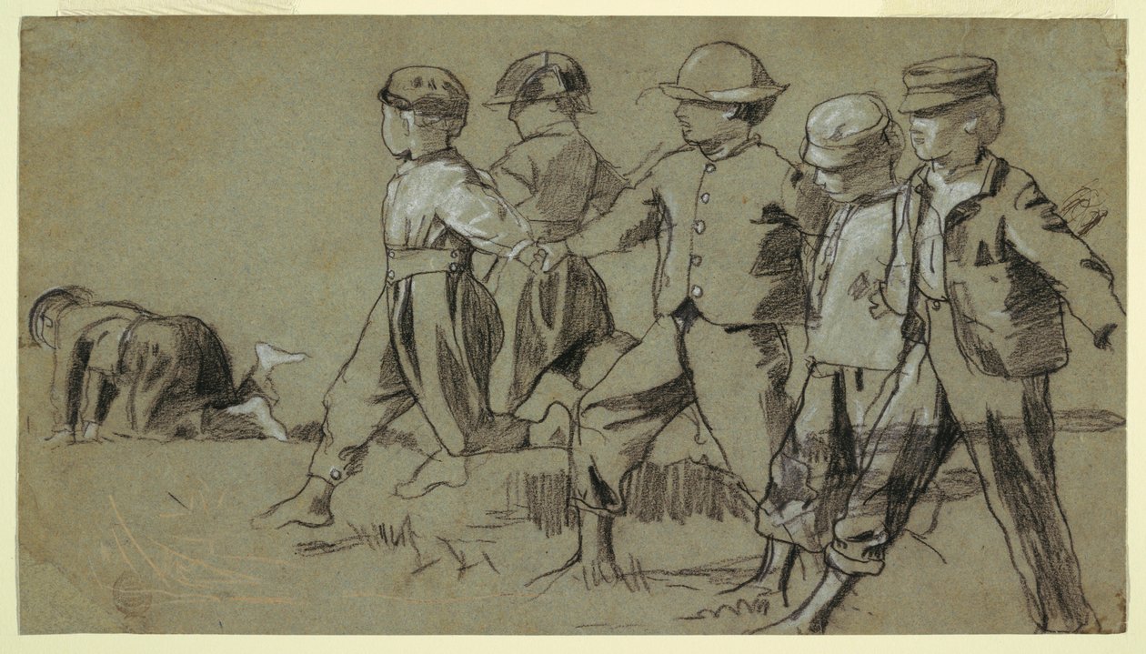 Rajz, Tanulmány a "Snap the Whip"-hez, 1872 alkotó: Winslow Homer