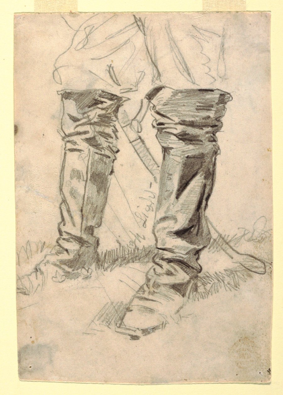 Rajz, Lovassági tiszti csizma tanulmánya, 1862-64 alkotó: Winslow Homer