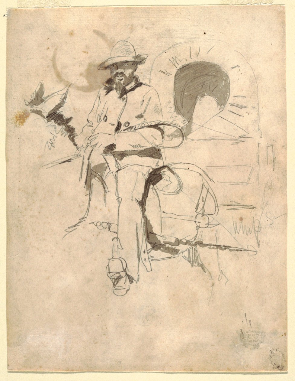 Rajz, Tanulmány egy afroamerikai csapatmunkásról, 1864 körül. alkotó: Winslow Homer