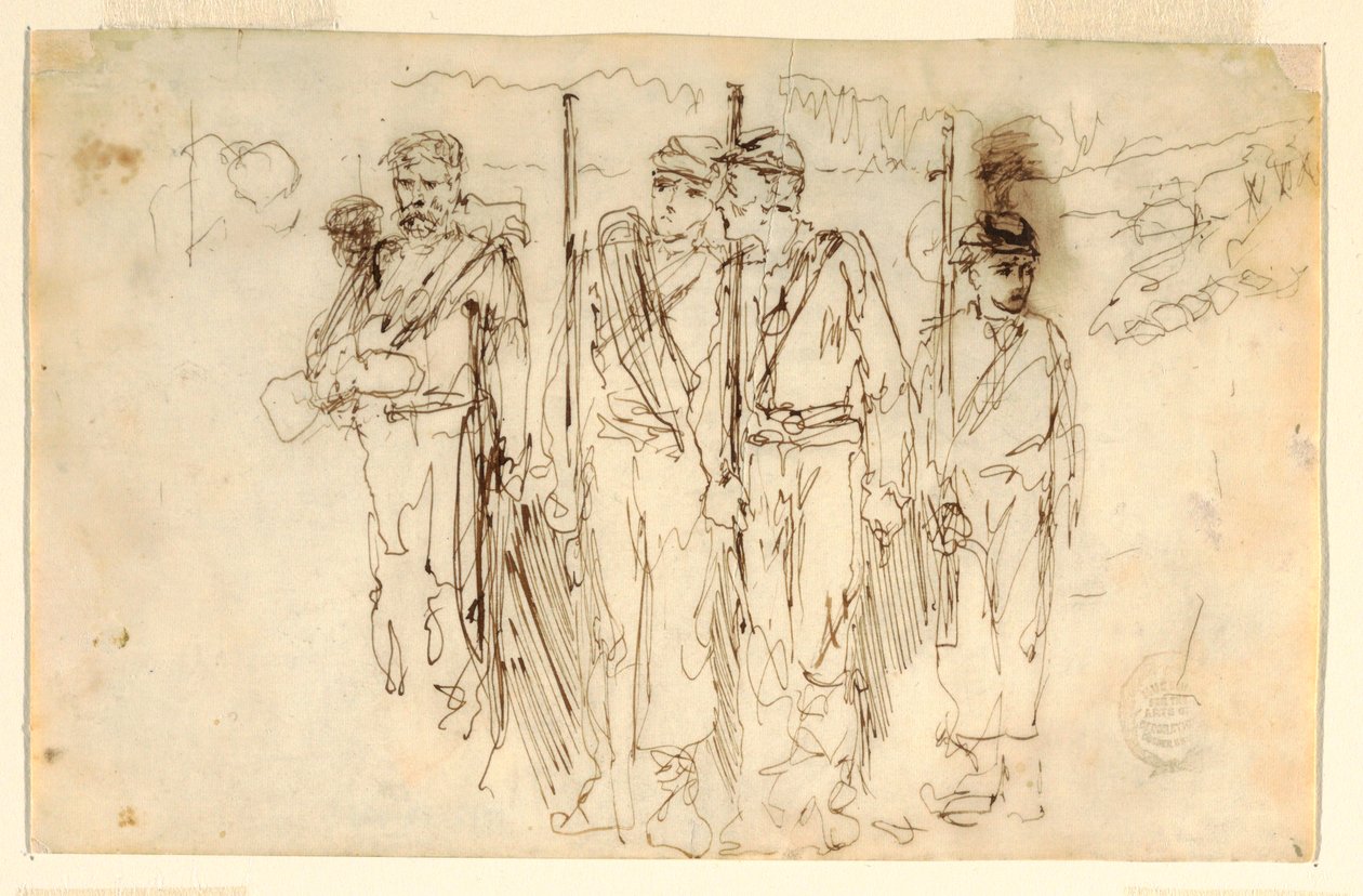Rajz, A sétáló sebesültek, 1861-62 alkotó: Winslow Homer