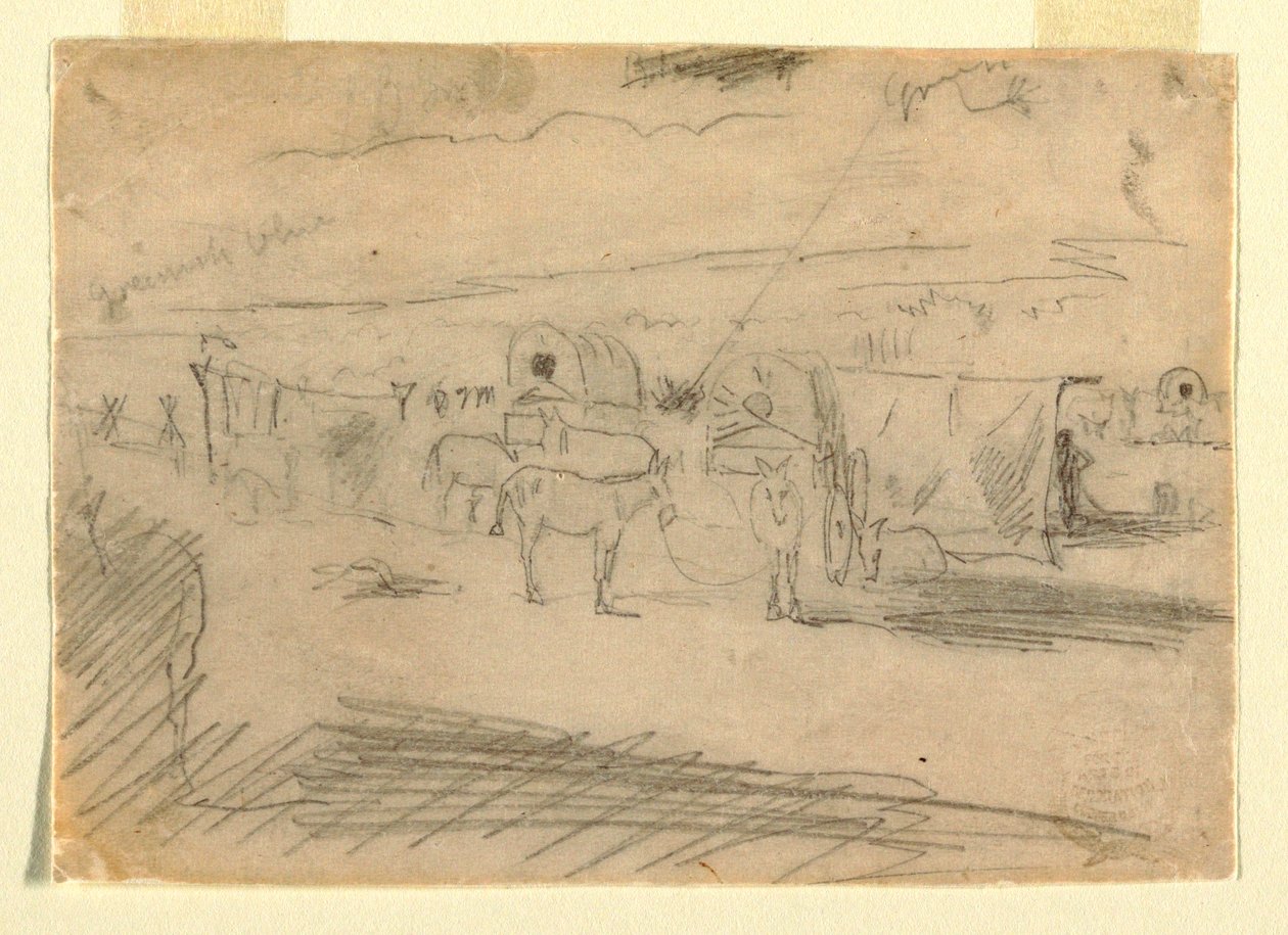 Rajz, katonai kocsisor, 1862 alkotó: Winslow Homer