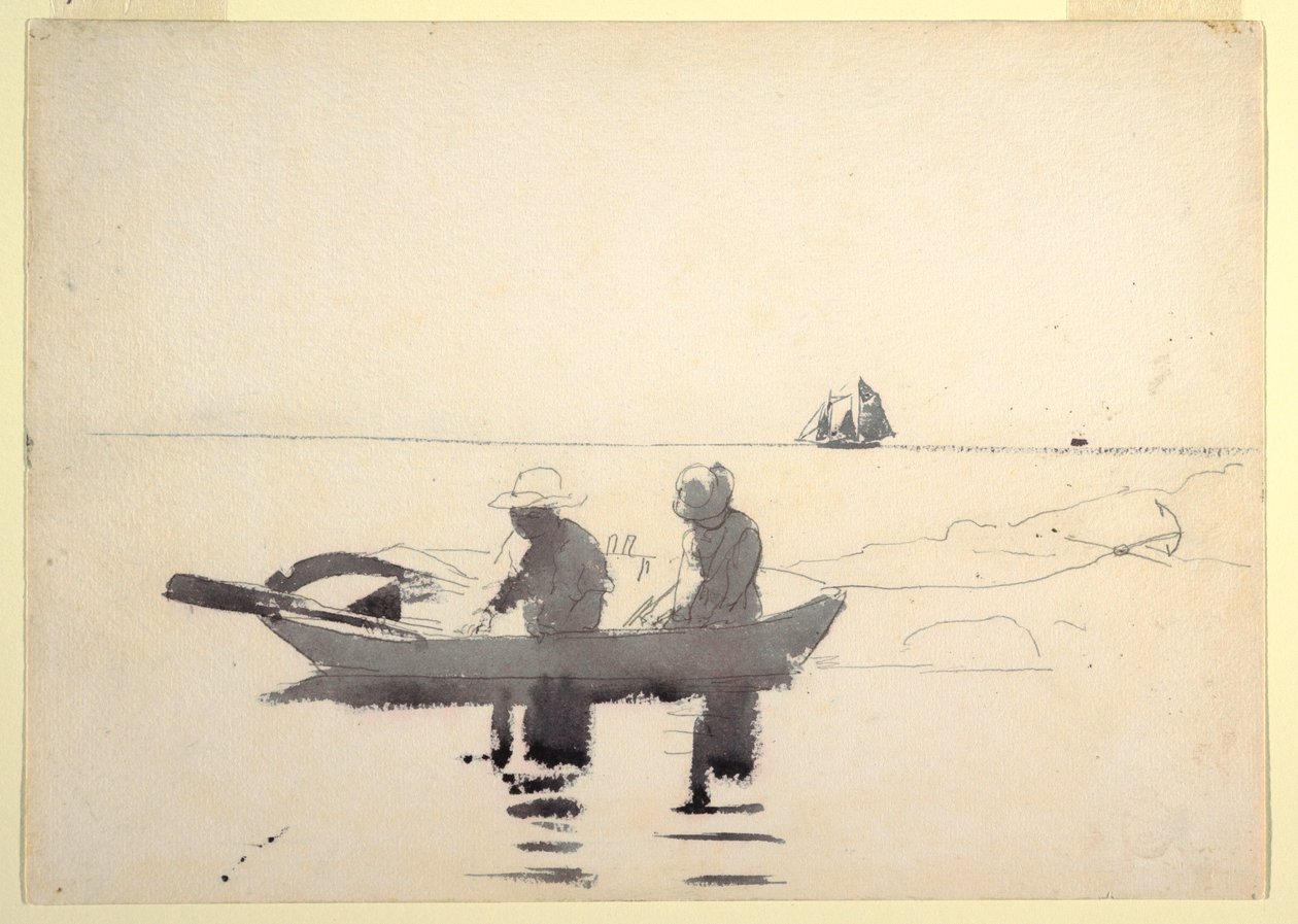 Rajz, Két alak egy csónakban, 1880 alkotó: Winslow Homer