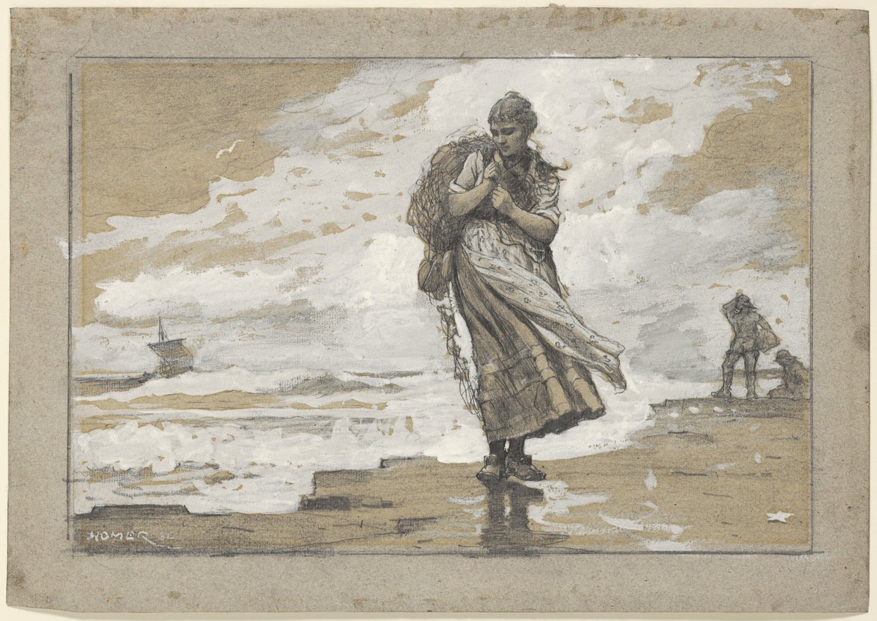Halászlány hálóval alkotó: Winslow Homer