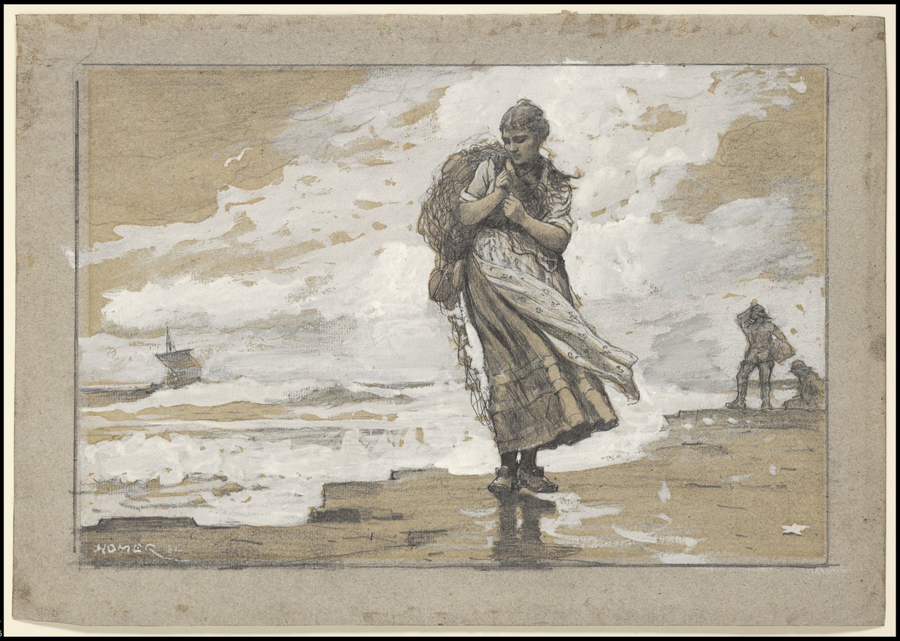 Halászlány hálóval, 1882 alkotó: Winslow Homer