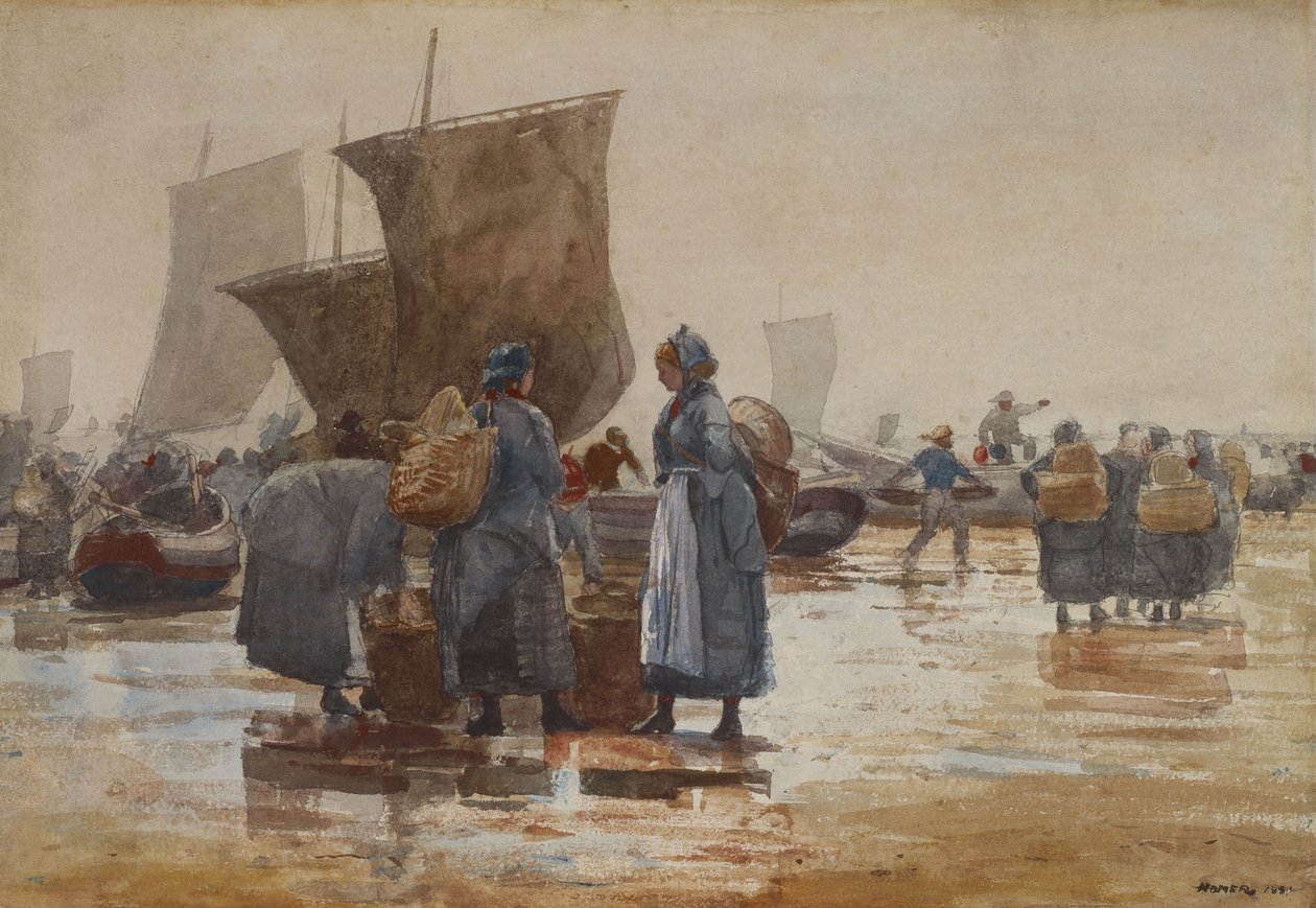 Fisherfolk a tengerparton a Cullercoats-ban alkotó: Winslow Homer
