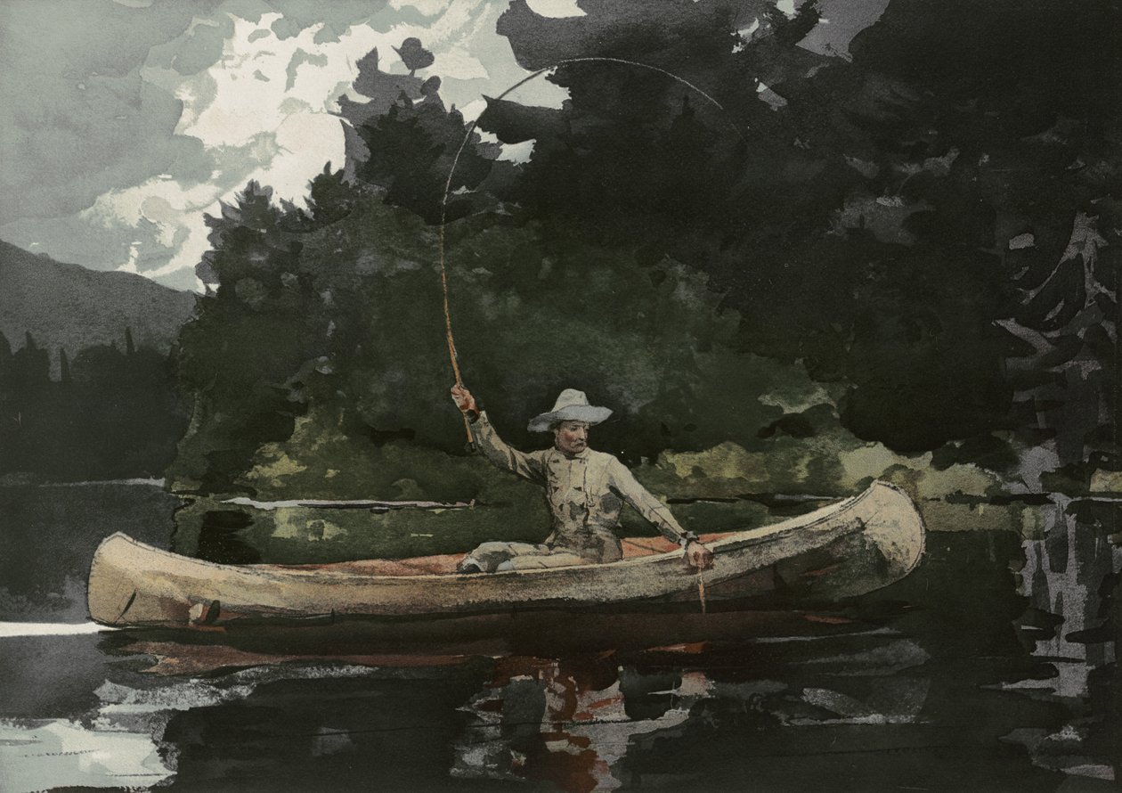 Fishing in the North Woods, kiadó: L. Prang & Co., 1896 alkotó: Winslow Homer