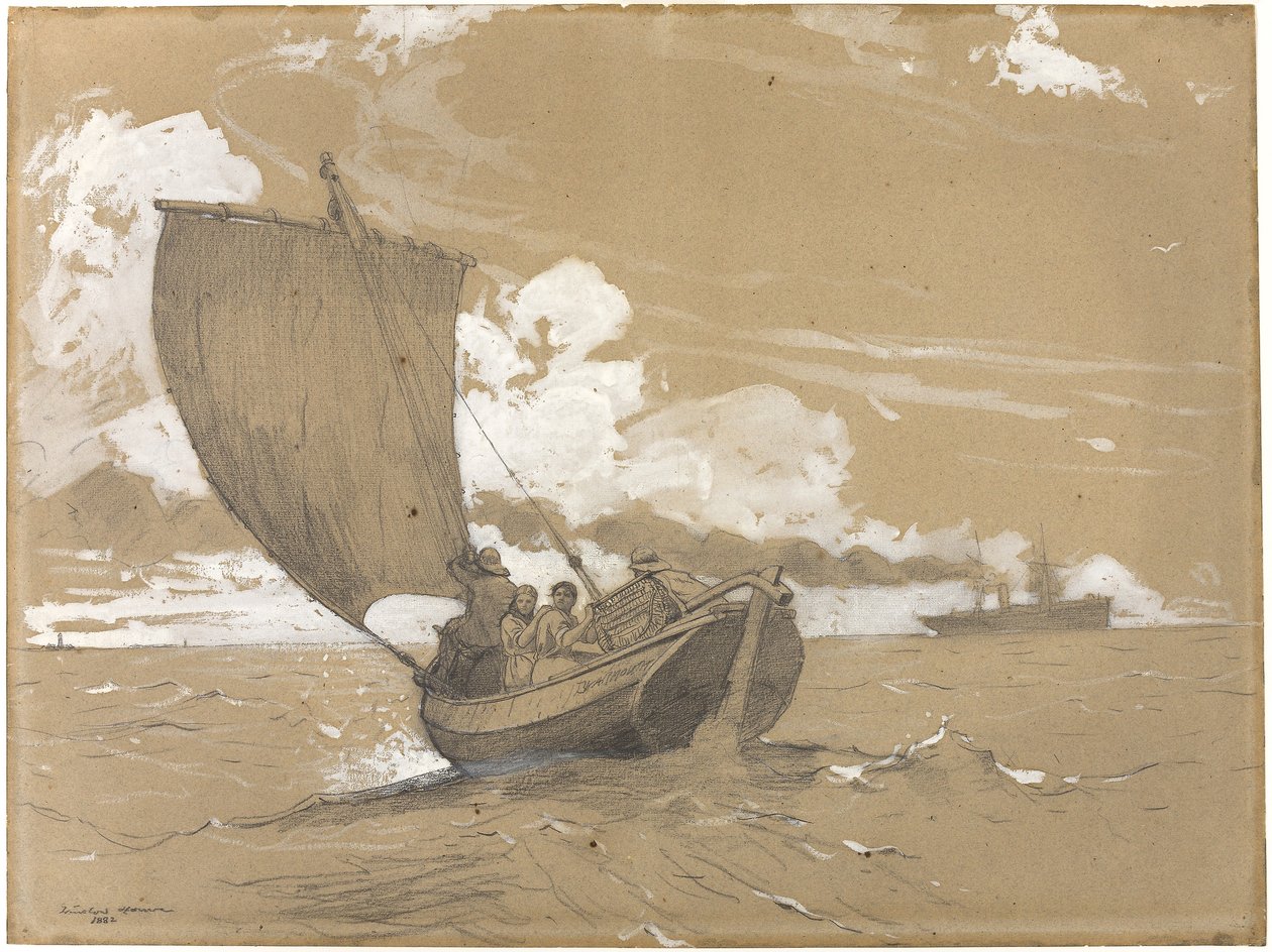 Horgászat Scarborough partjainál alkotó: Winslow Homer