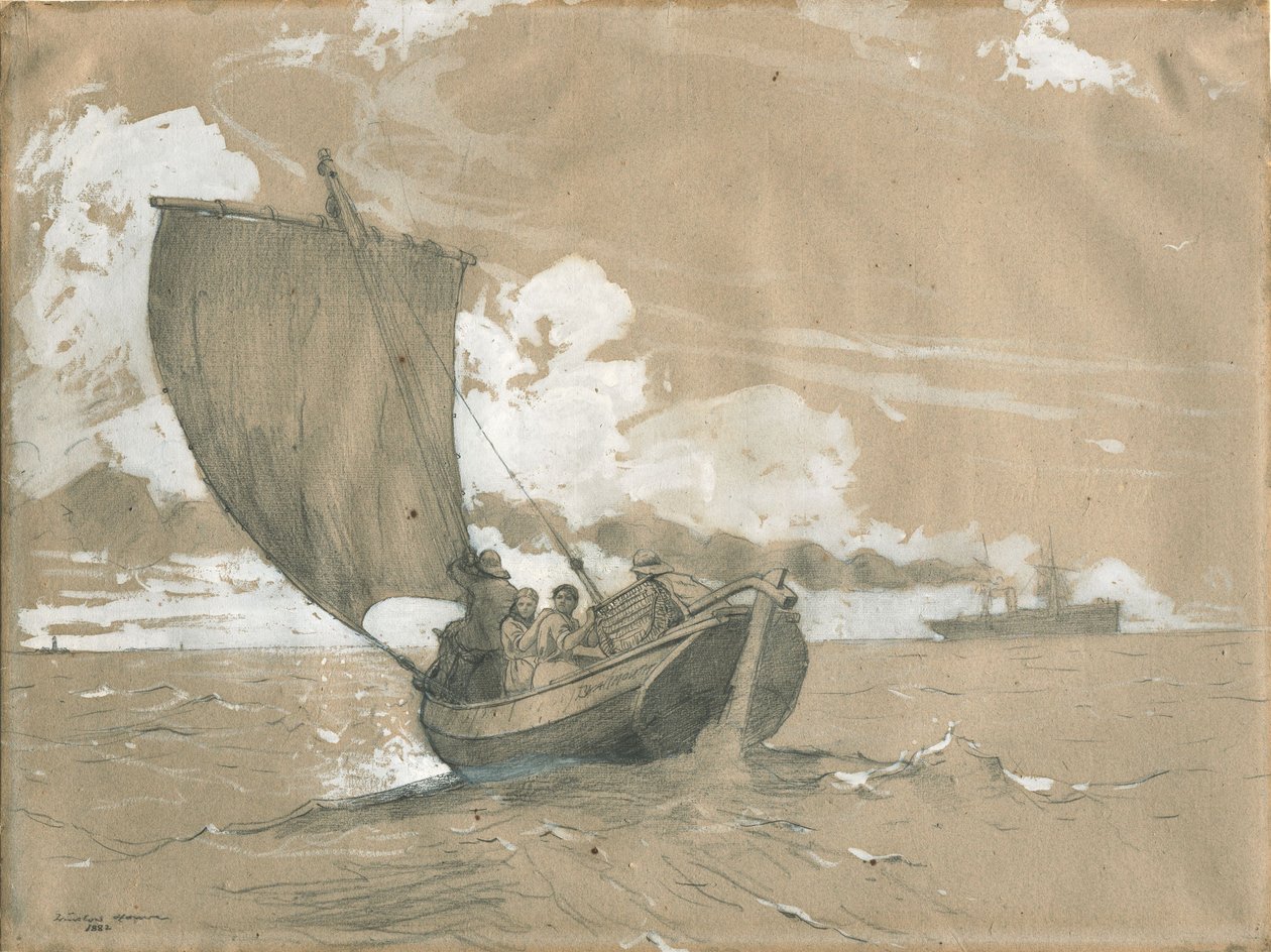 Horgászat Scarborough partjainál alkotó: Winslow Homer