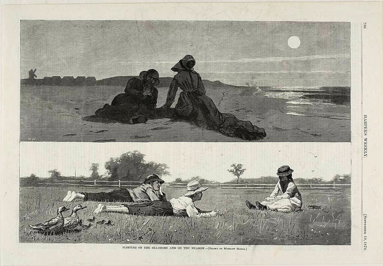 Flörtölés a tengerparton és a réten alkotó: Winslow Homer