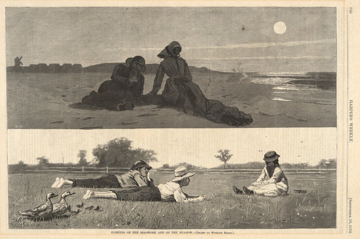 Flörtölni a Tengerparton és a Réten, Harpertől alkotó: Winslow Homer