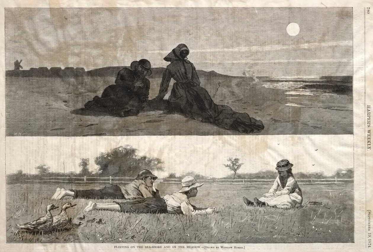 Flörtölés a tengerparton és a réten alkotó: Winslow Homer
