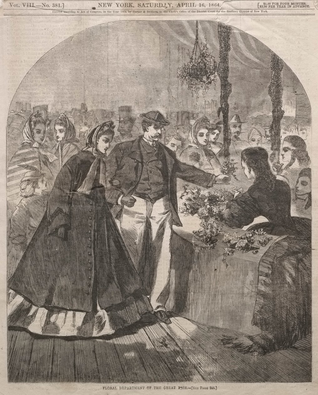 A Nagyvásár Virágosztálya, 1864. alkotó: Winslow Homer