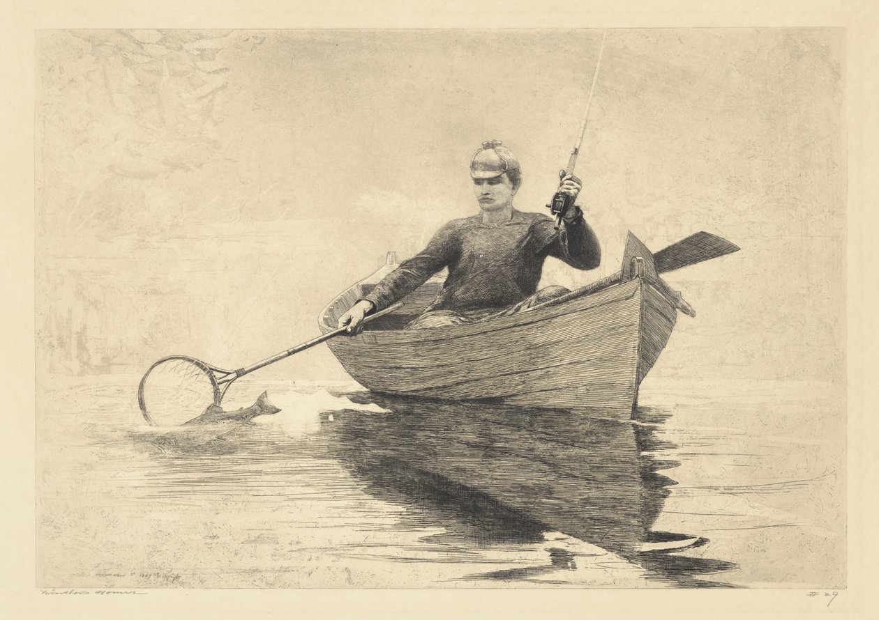 Légyhalászat, Saranac Lake, 1889 alkotó: Winslow Homer