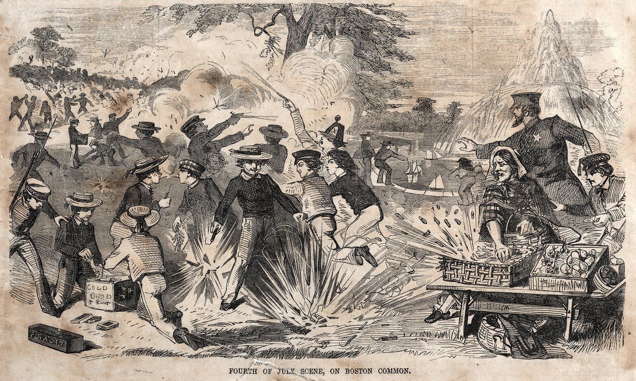 Július 4-i jelenet a Boston Common parkban alkotó: Winslow Homer