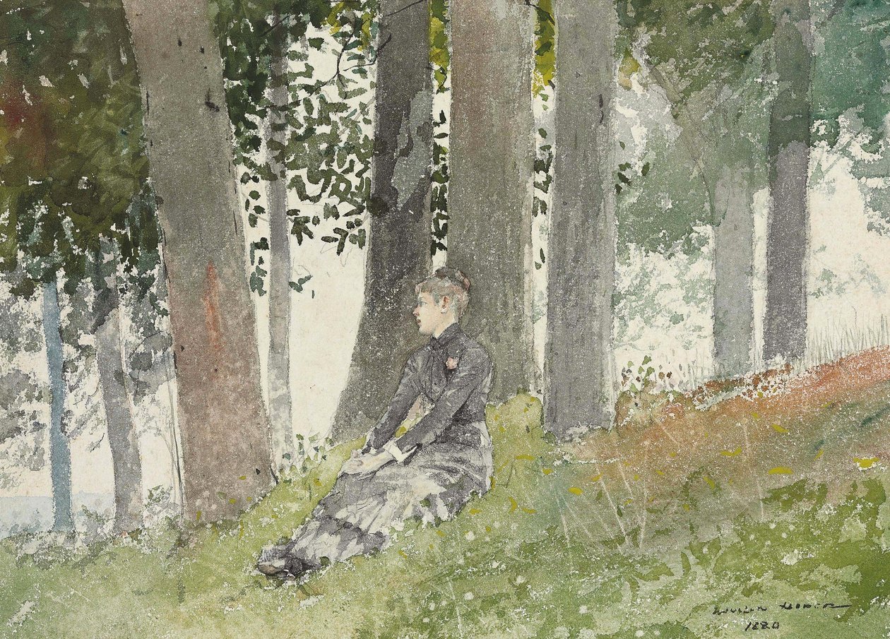 Lány ül egy ligetben alkotó: Winslow Homer