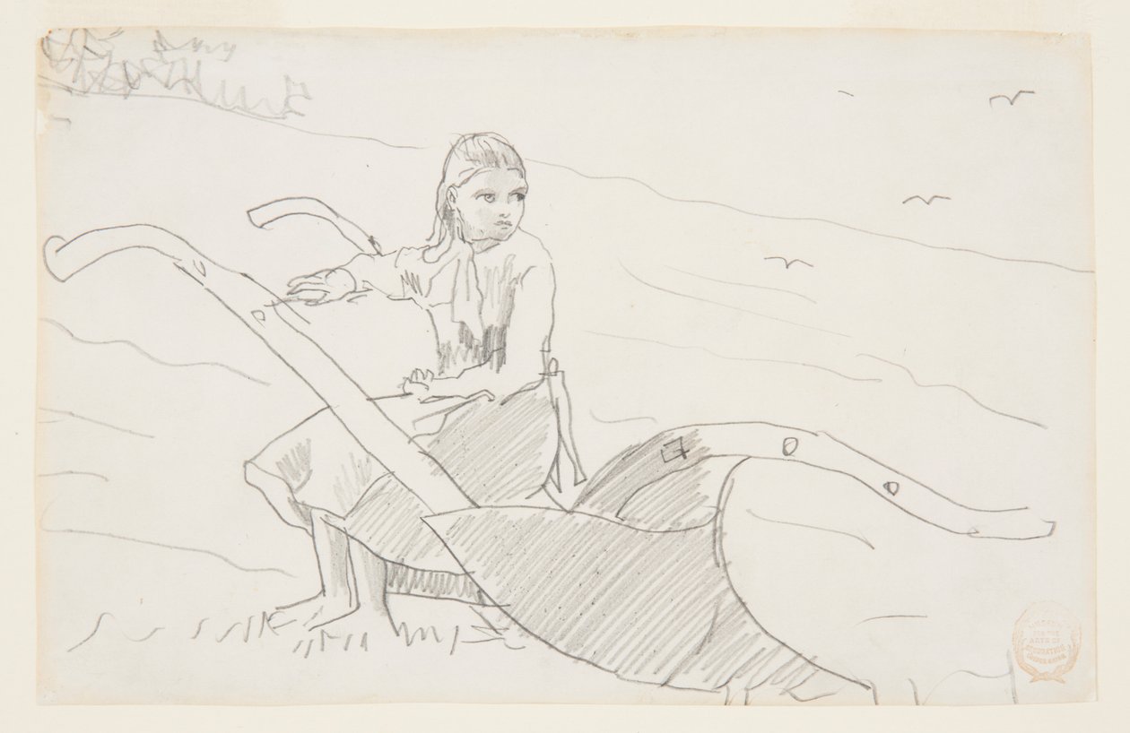 Lány ül egy ekén alkotó: Winslow Homer