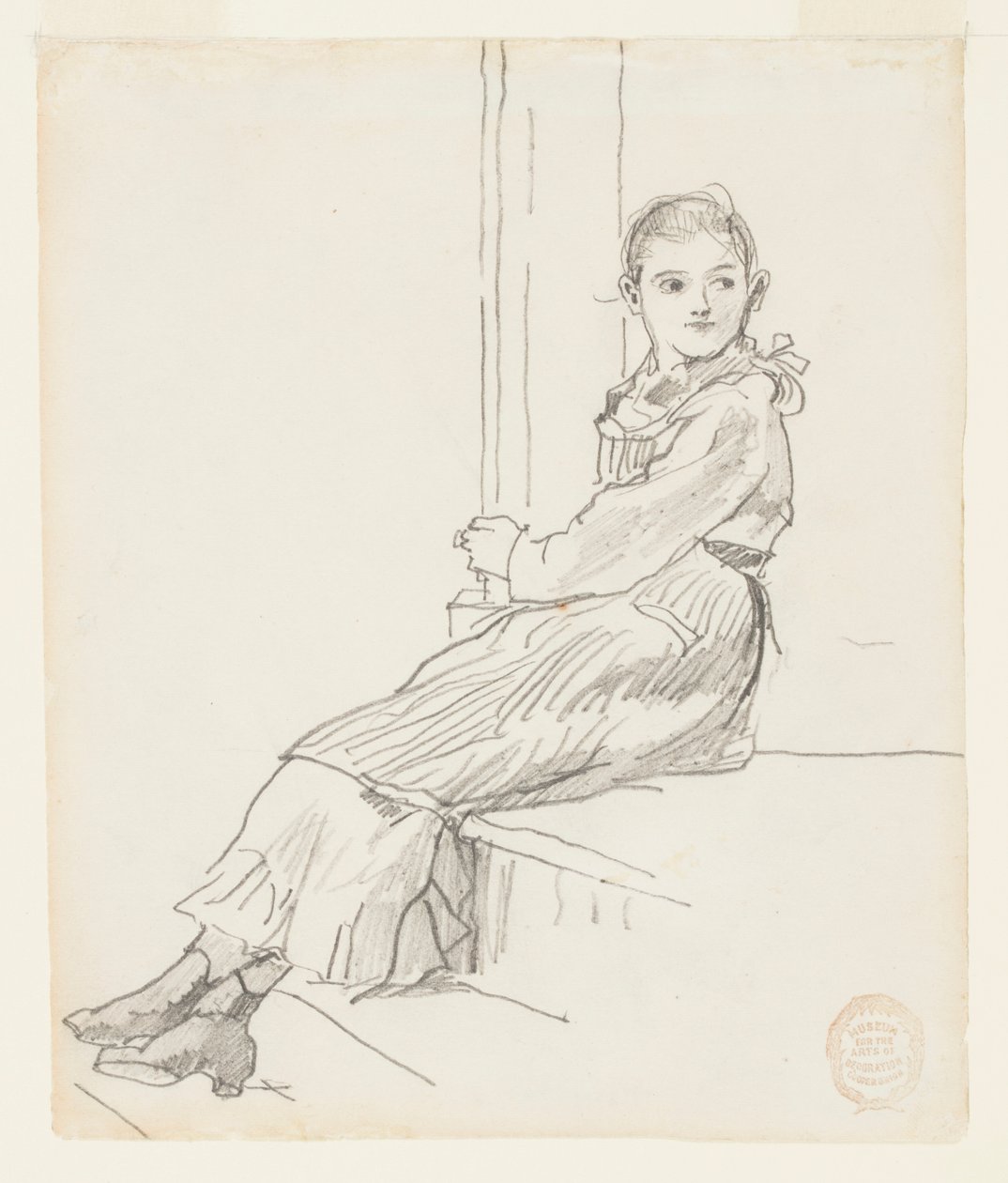 Lány ül a veranda lépcsőjén alkotó: Winslow Homer
