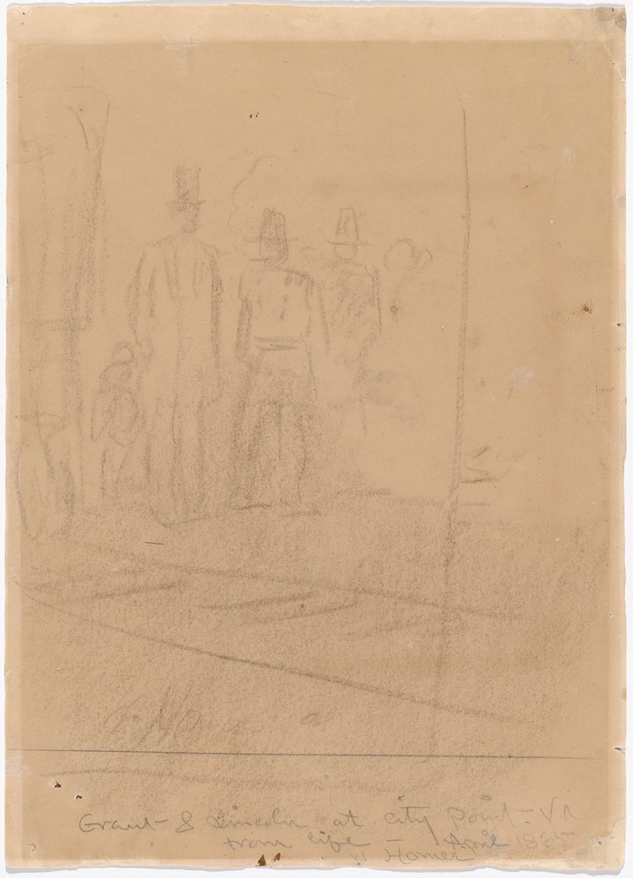 Grant és Lincoln a Virginia állambeli City Pointban [recto] alkotó: Winslow Homer