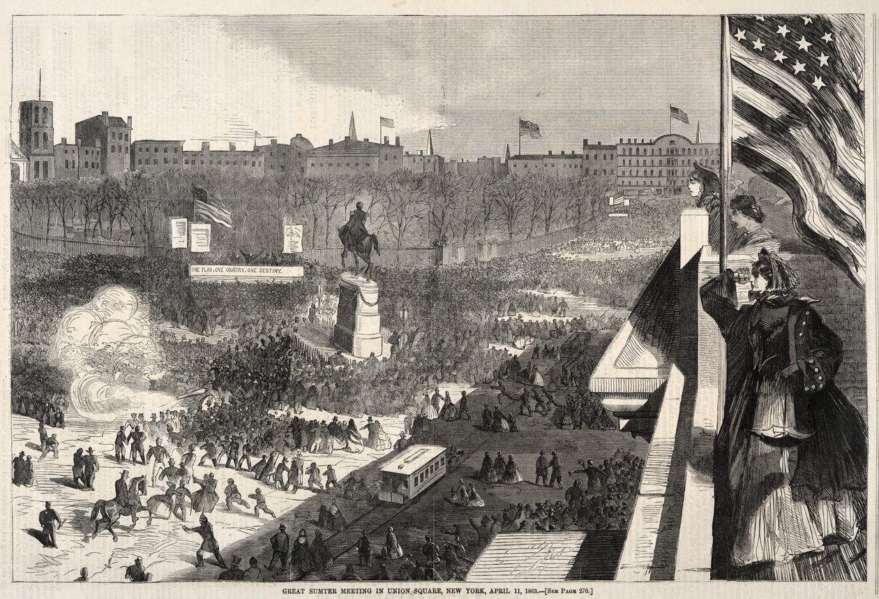 Nagy nyári találkozó a Union Square-en, New York államban, 1863. április 11-én. alkotó: Winslow Homer