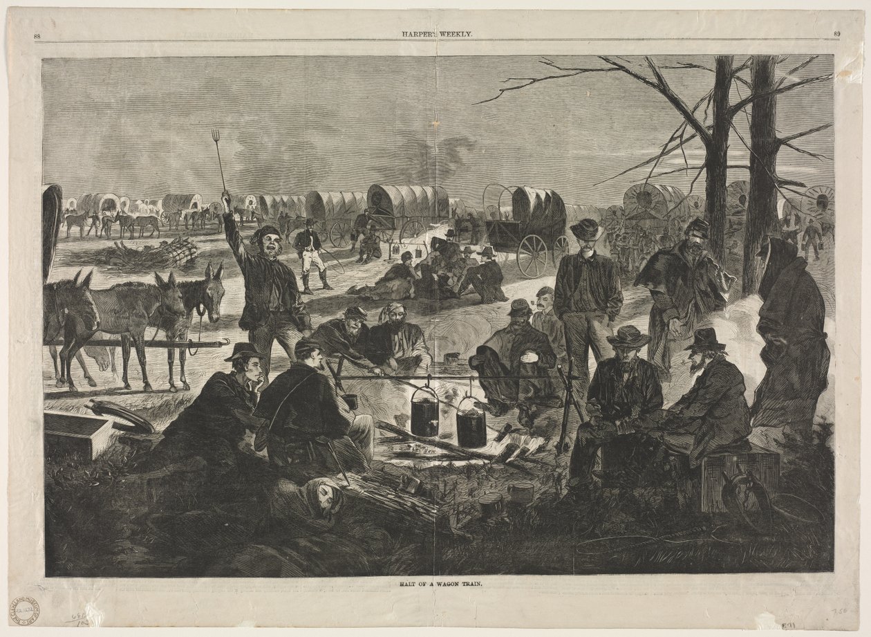 A vagonvonat megállása, 1864. alkotó: Winslow Homer
