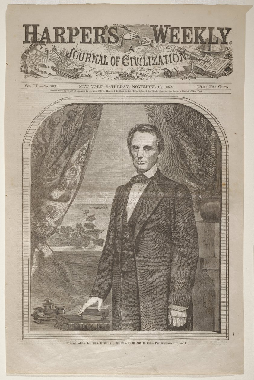 A tiszteletreméltó Abraham Lincoln, Kentuckyban született, 1809. 02. 12. alkotó: Winslow Homer