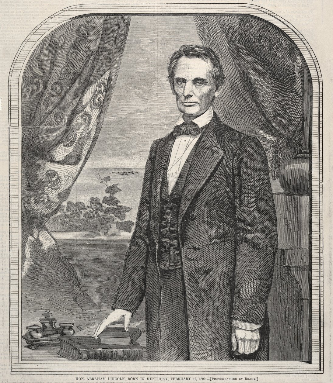 Hon. Abraham Lincoln, Kentuckyban született, 1809. február 12-én, 1860. alkotó: Winslow Homer