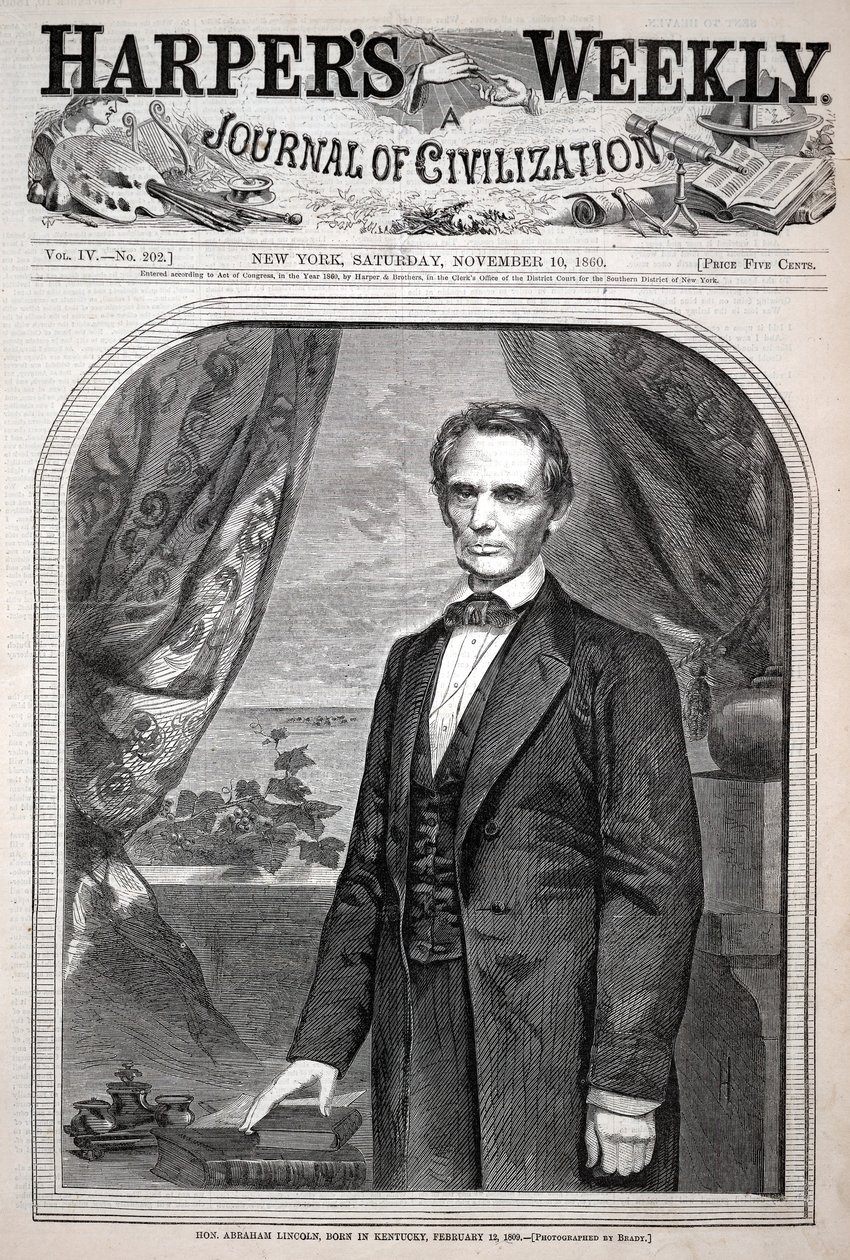 Abraham Lincoln úr, született Kentuckyban, 1809. február 12-én, a Harper’s Weekly 1860. november 10-i számából alkotó: Winslow Homer