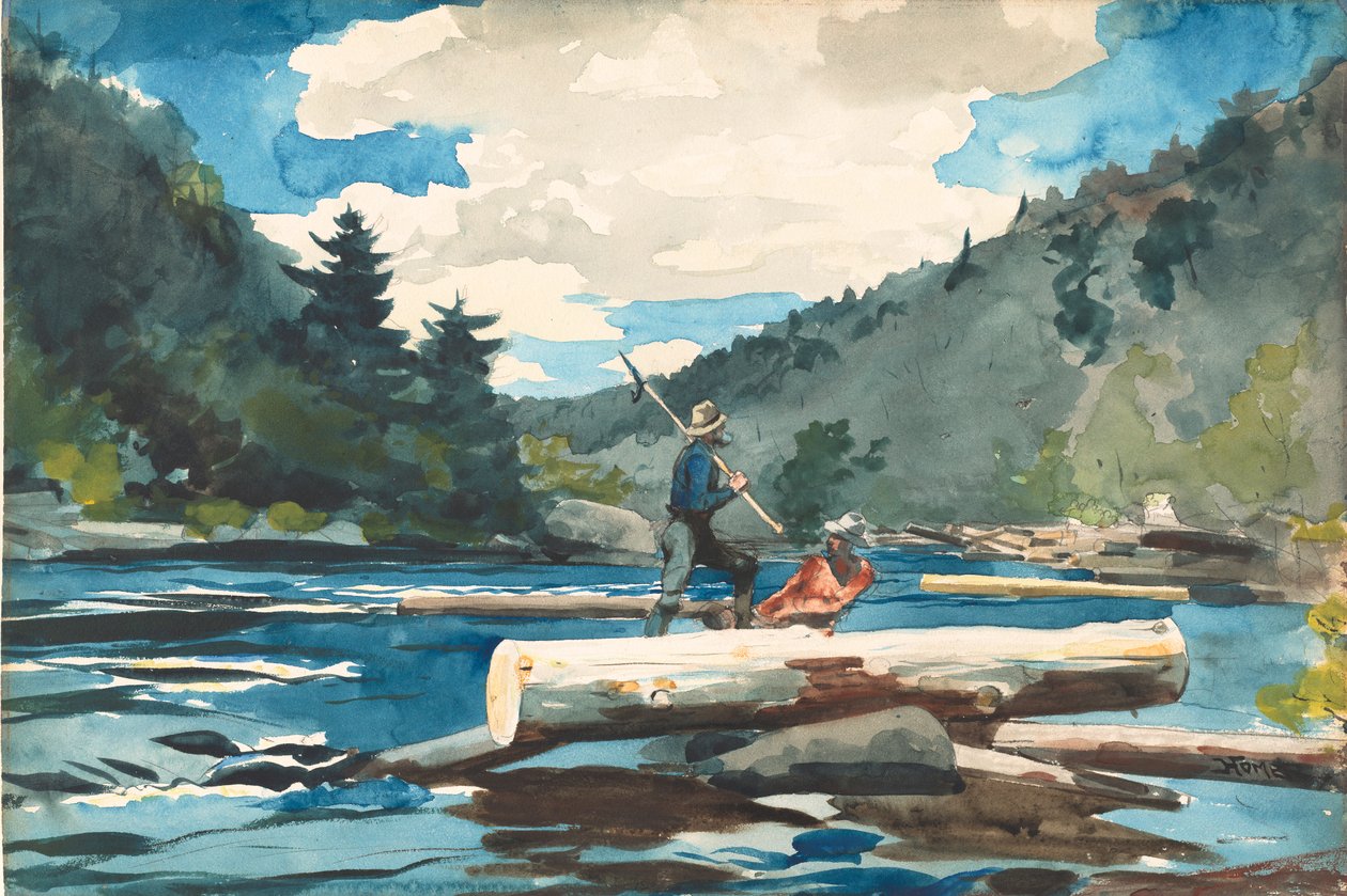 "Hudson River" - Fakitermelés, 1892 (akvarell grafit felett fehér szőtt akvarell papíron) alkotó: Winslow Homer