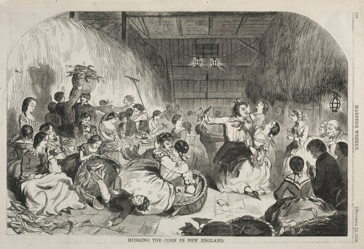 A kukorica hámozása Új-Angliában alkotó: Winslow Homer