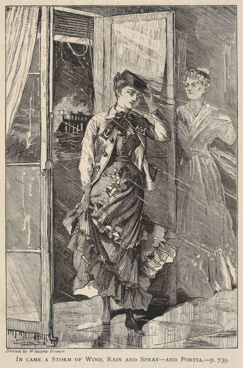 Szél-, eső- és permetvihar támadt - és Portia, a The Galaxy 1869. decemberi számából alkotó: Winslow Homer