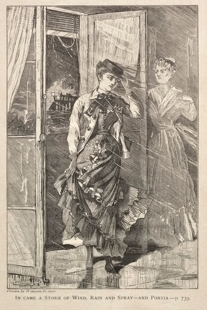 Jött a szél, az eső és a permet - és Portia alkotó: Winslow Homer