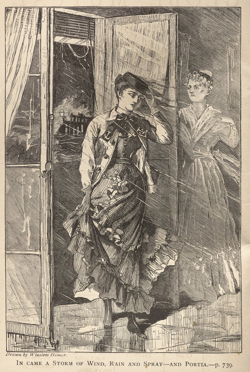 Jött a szél, az eső és a permet - és Portia alkotó: Winslow Homer