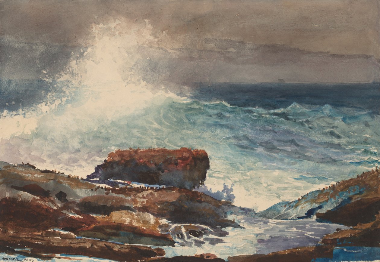 Bejövő árapály, Scarborough, Maine, 1883. alkotó: Winslow Homer