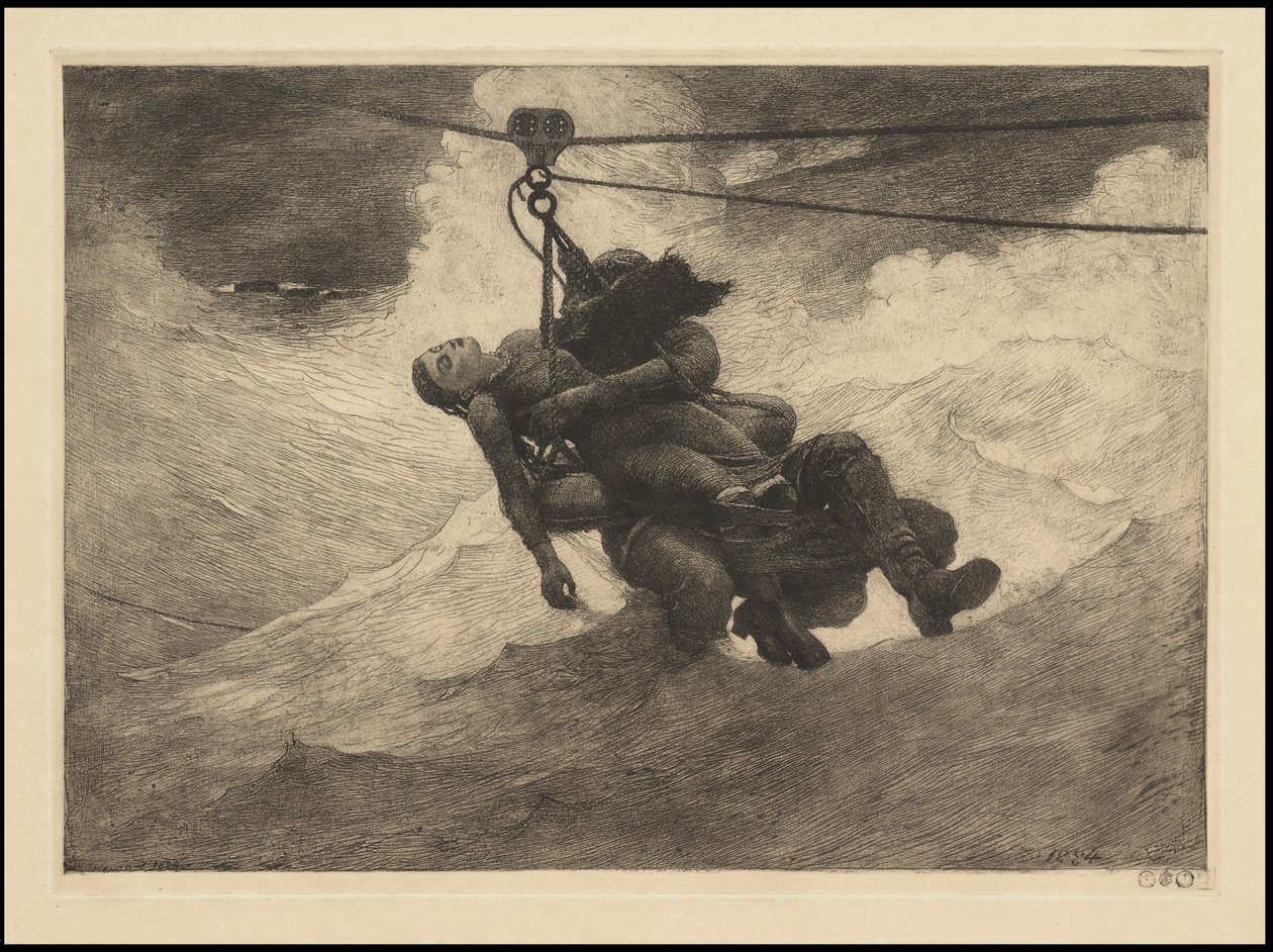 Life Line, 1884, valószínűleg 1940 körül nyomtatták alkotó: Winslow Homer