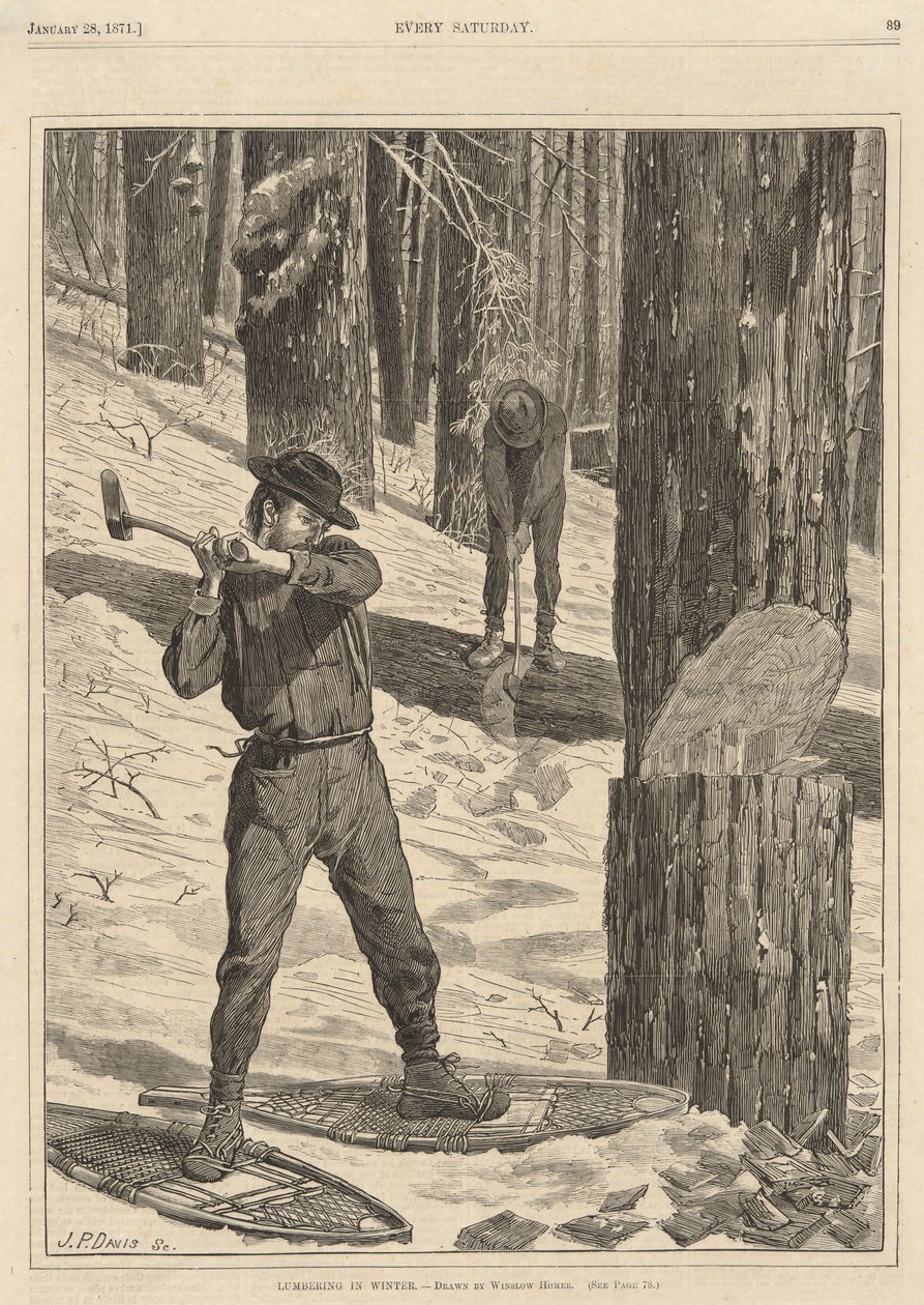 Fakitermelés télen, minden szombaton, 1871. január 28-tól alkotó: Winslow Homer