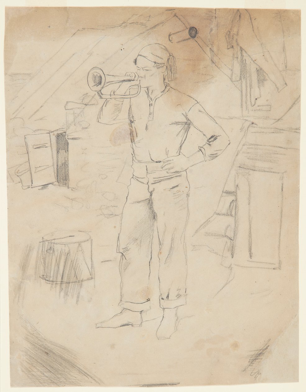 Zouave sapkát viselő férfi alkotó: Winslow Homer