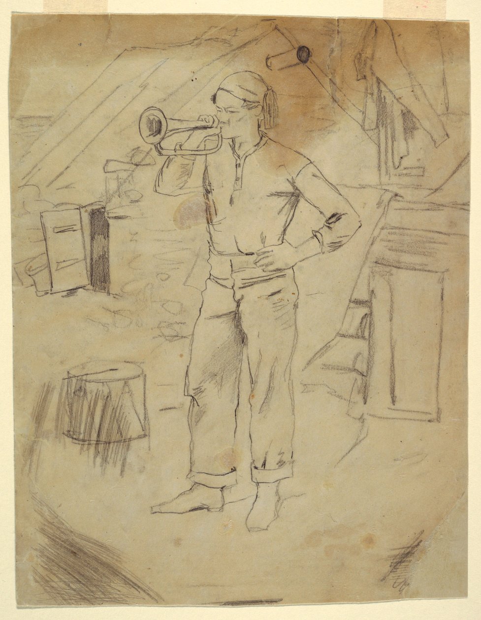 Zouave sapkáját viselő férfi alkotó: Winslow Homer