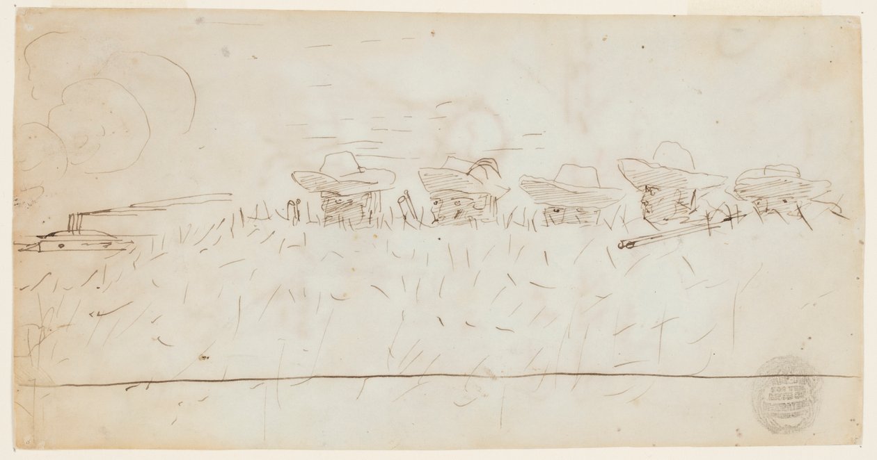 Férfiak, akik a földmunkákra néznek alkotó: Winslow Homer