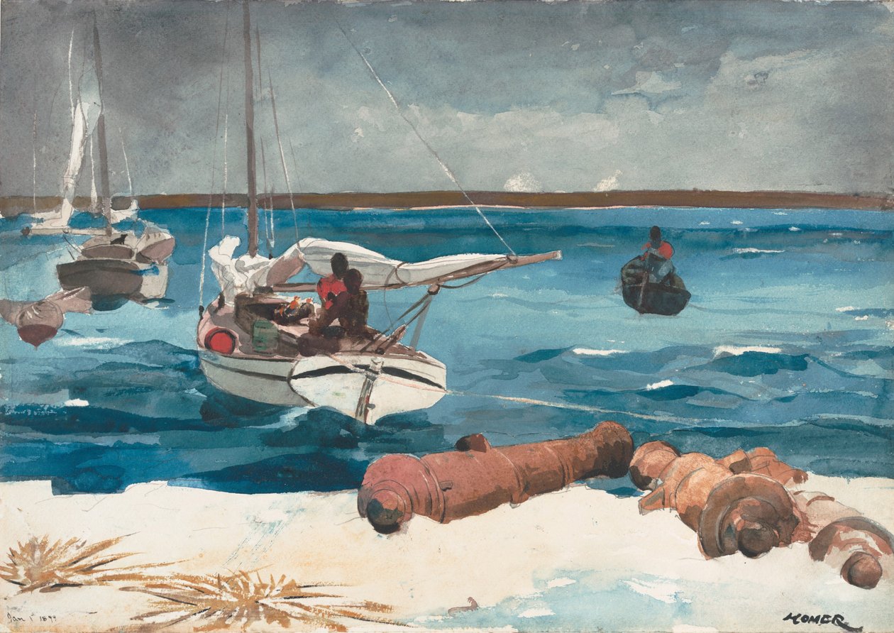 Nassau, 1899 (wc és grafit törtfehér szőtt papíron) alkotó: Winslow Homer