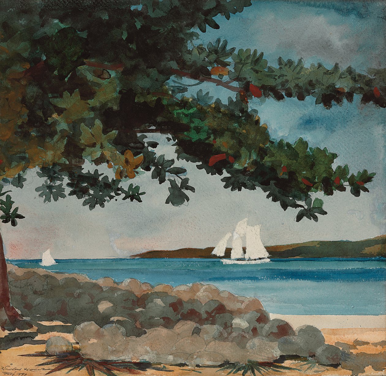 Nassau: Víz és vitorlás, 1899 alkotó: Winslow Homer