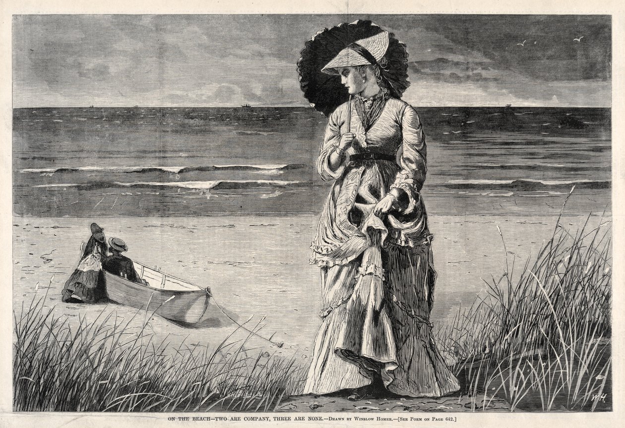 A tengerparton – kettő társaság, három nincs, 1872. alkotó: Winslow Homer
