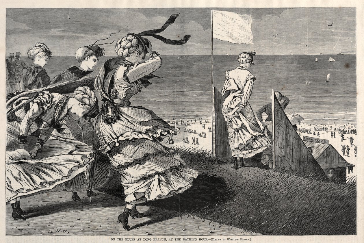 A Long Branch-i sziklán, fürdőidőben alkotó: Winslow Homer