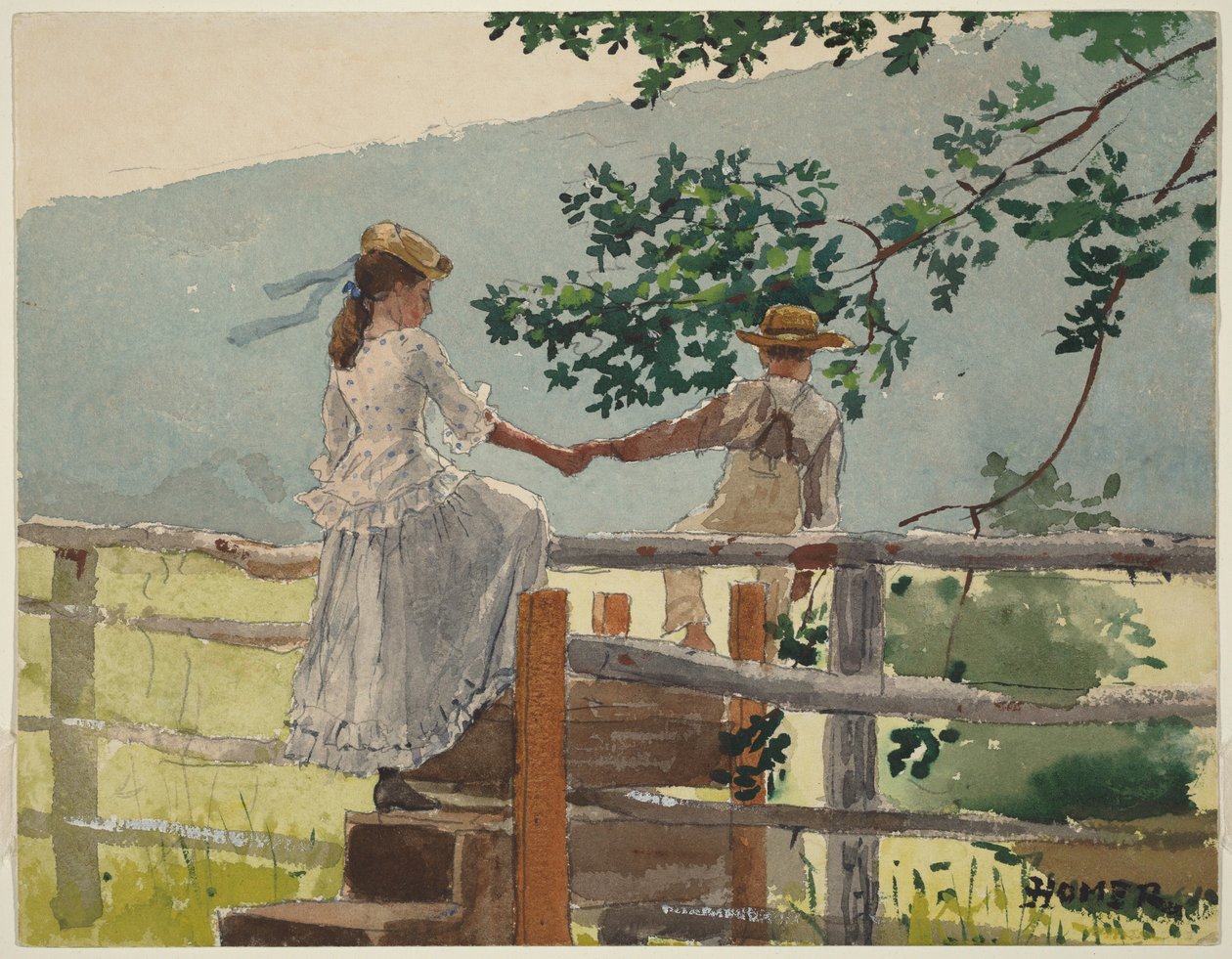A kerítéslépcsőn alkotó: Winslow Homer