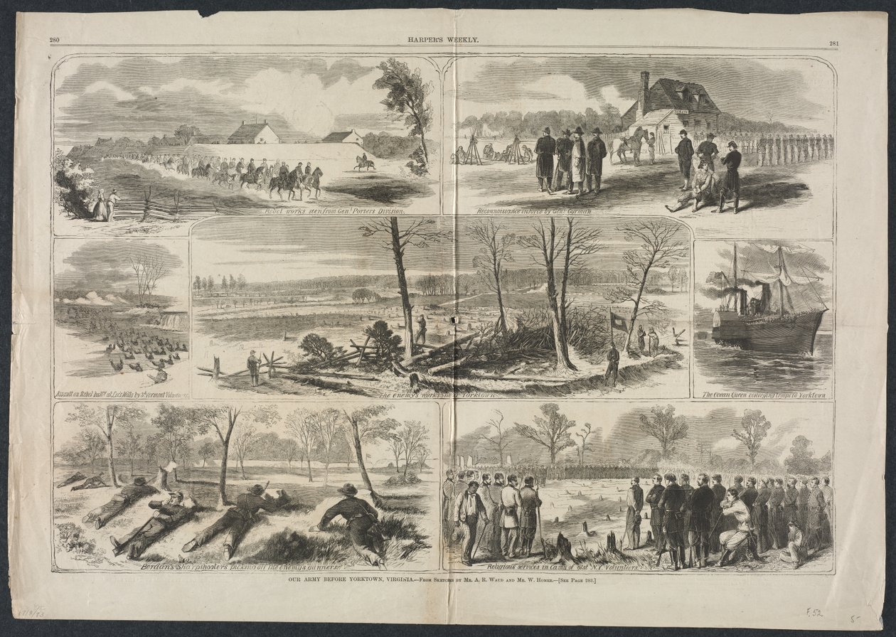 Hadseregünk Yorktown előtt, Virginia, 1862. alkotó: Winslow Homer