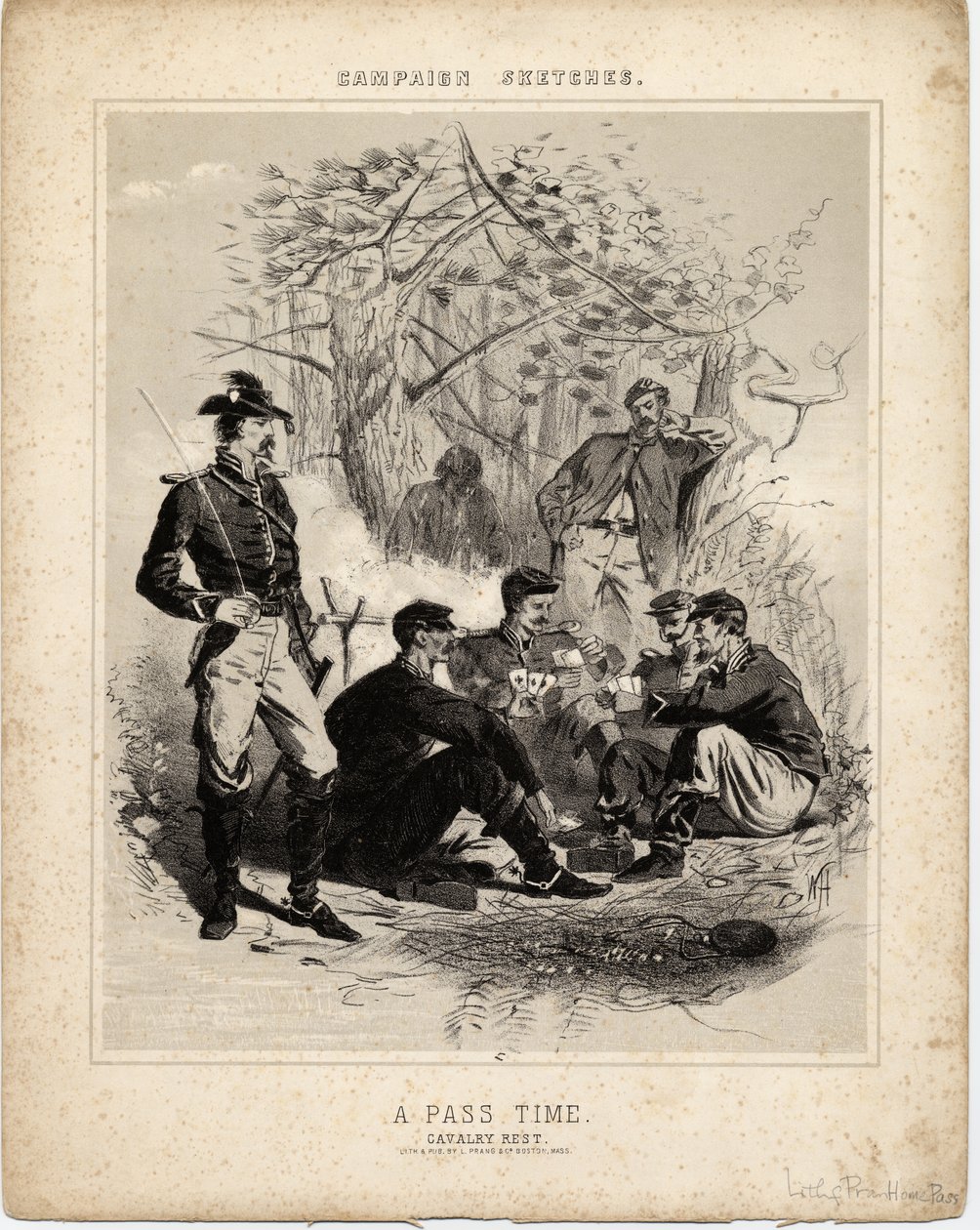Pass Time: lovassági pihenő, kampányvázlatok alkotó: Winslow Homer