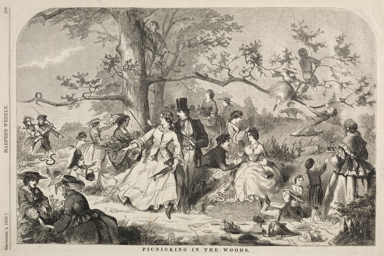 Piknik az erdőben, 1858. alkotó: Winslow Homer