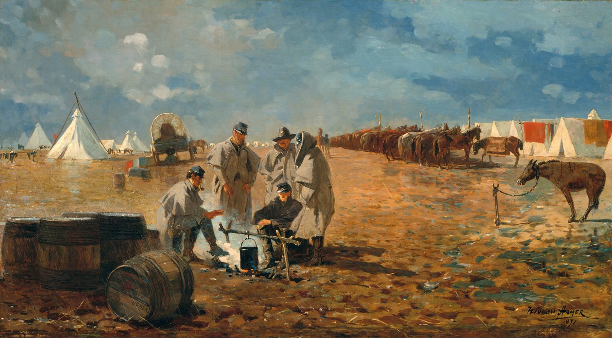 Esős nap a táborban, 1871. alkotó: Winslow Homer